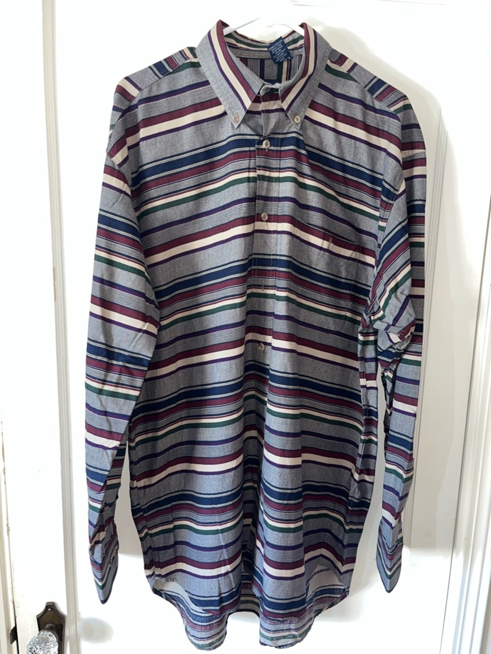 Enro Men's Horizontal Striped Button-Down Shirt -‎ Gray & Multicolor L